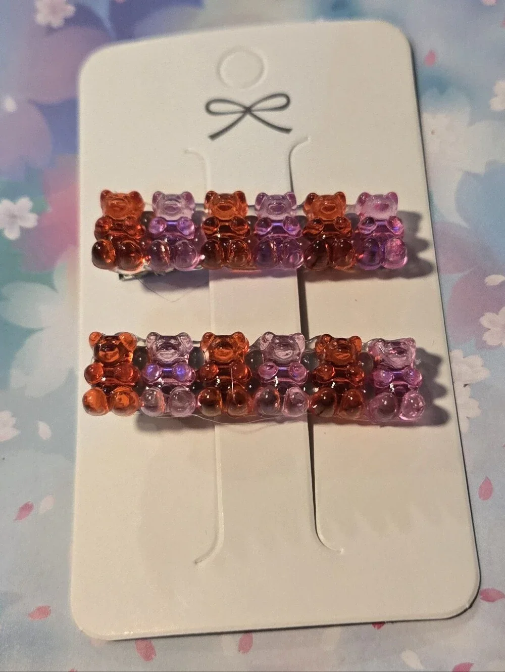 Handcrafted Red & Purple Gummy Bear Hair Clips Set of 2